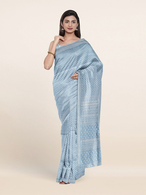 

Pothys Blue & White Ethnic Motifs Saree