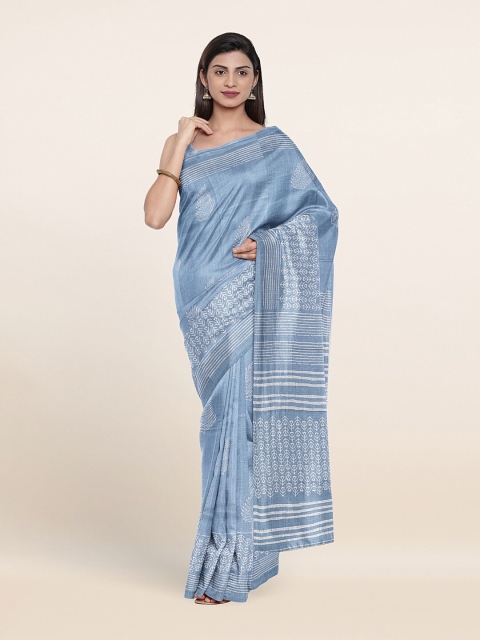 

Pothys Blue & White Ethnic Motifs Saree