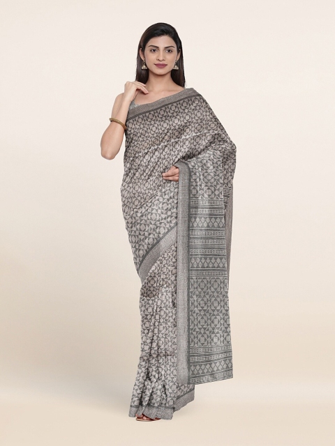 

Pothys Grey Printed Cotton Blend Saree