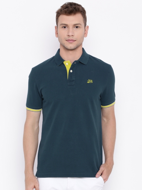 

Being Human Men Teal Green Solid Polo Collar T-shirt