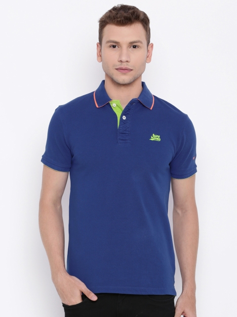 

Being Human Men Blue Solid Polo Collar T-shirt