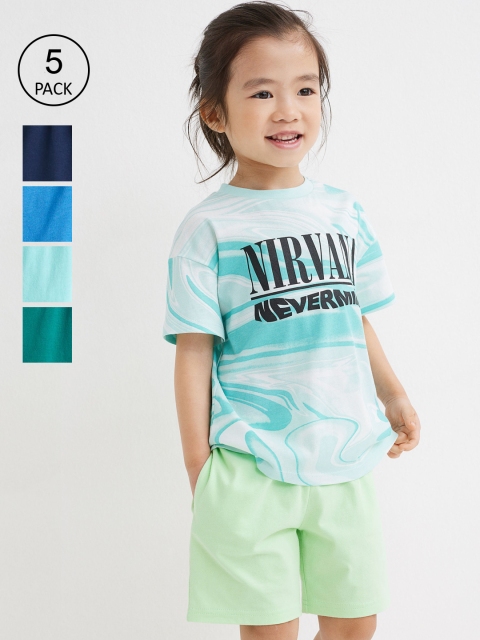 

H&M Boys 5-Pack Cotton Jersey Shorts, Blue