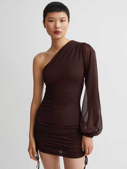 

H&M Brown One-Shoulder Dress
