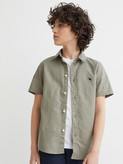 

H&M Boys Green Short-Sleeved Cotton Shirt