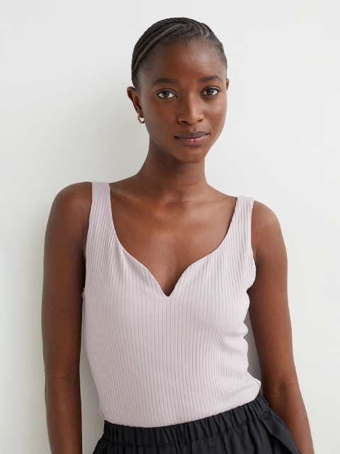 

H&M Women Purple Ribbed Top