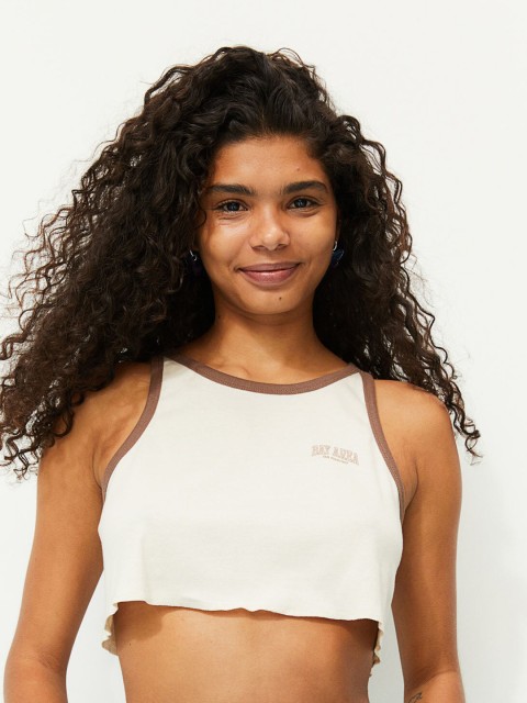 

H&M Yellow Cropped Printed Vest Top