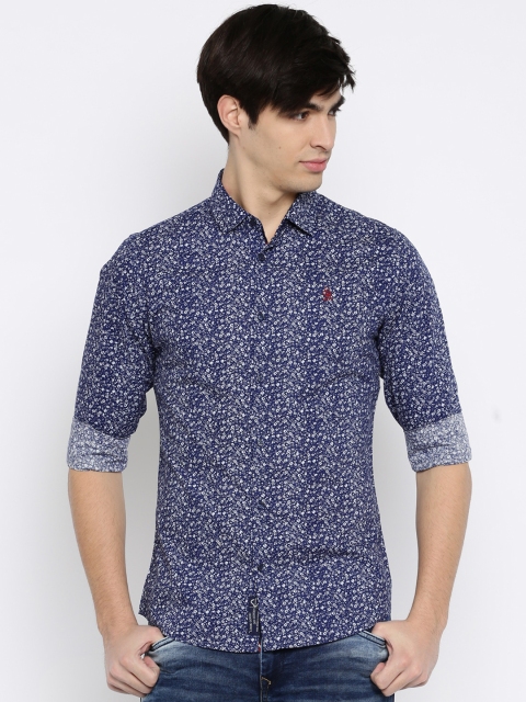 

Being Human Clothing Men Blue & White Printed Slim Fit Casual Shirt