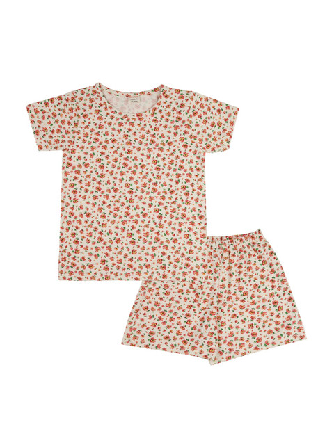 

RAINE AND JAINE Girls White & Red Printed Night suit
