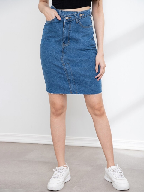 

ORIGIN BY ZALORA Blue Denim Button Detail Skirt