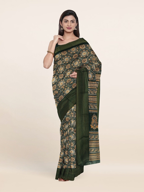 

Pothys Green & Orange Printed Cotton Blend Saree