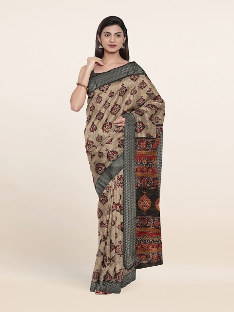 

Pothys Tan & Red Ethnic Motifs Saree