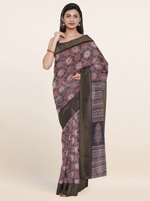 

Pothys Blue & Red Ethnic Motifs Printed Zari Saree