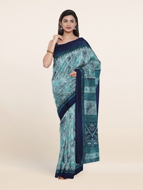 

Pothys Blue Cotton Blend Saree