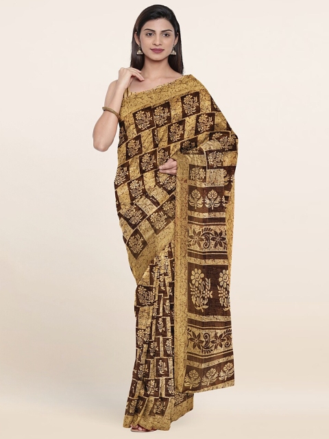 

Pothys Beige & Brown Batik Printed Saree