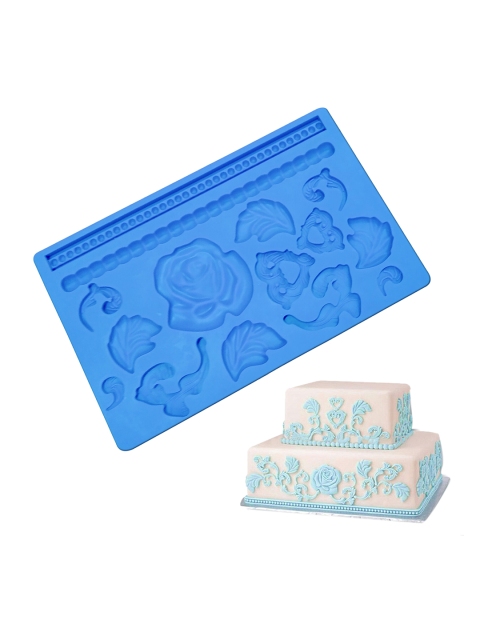 

JoyGlobal Blue Floral Printed Resin Polymer Clay Fondant Mould