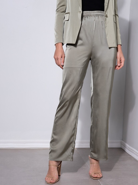 

ZALORA OCCASION Women Grey Straight Fit Trousers