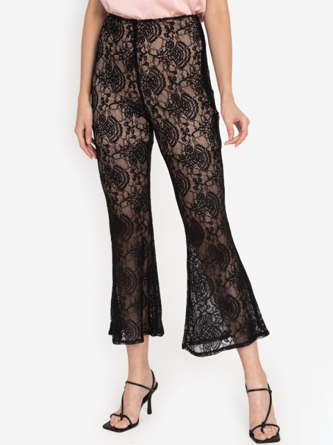 

ZALORA OCCASION Women Black Floral Lace Trousers