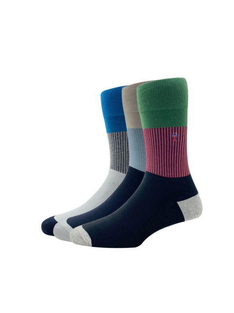 

Louis Philippe Men Pack Of 3 Patterned Calf-Length Socks, Black