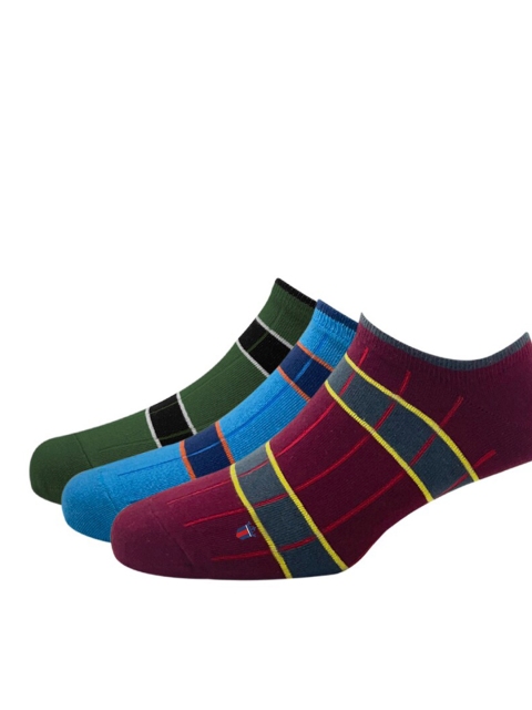 

Louis Philippe Men Pack of 3 Stripped Ankle Length Cotton Socks, Maroon