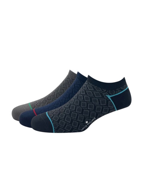 

Louis Philippe Pack of 3 Men Black & Grey Ankle Length Cotton Socks