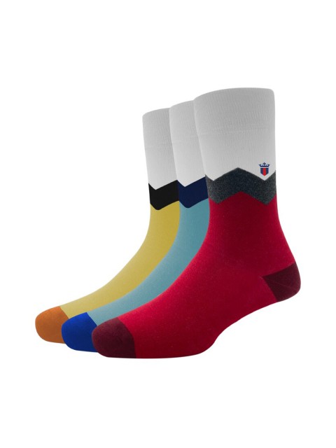 

Louis Philippe Men Pack of 3 Colourblocked Full-Length Cotton Socks, Red