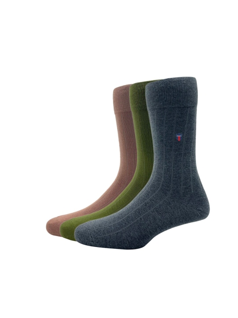 

Louis Philippe Men Pack of 3 Black & Green Cotton Full Length Socks