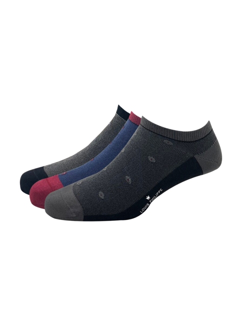 

Louis Philippe Men Pack of 3 Patterned Ankle Length Socks, Black