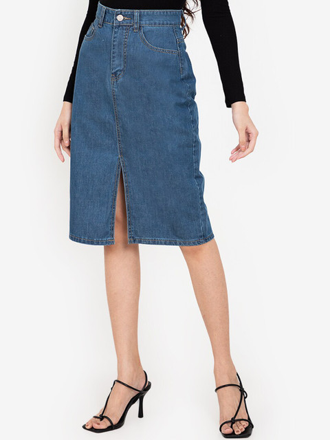 

ZALORA BASICS Blue Pencil Denim Skirt