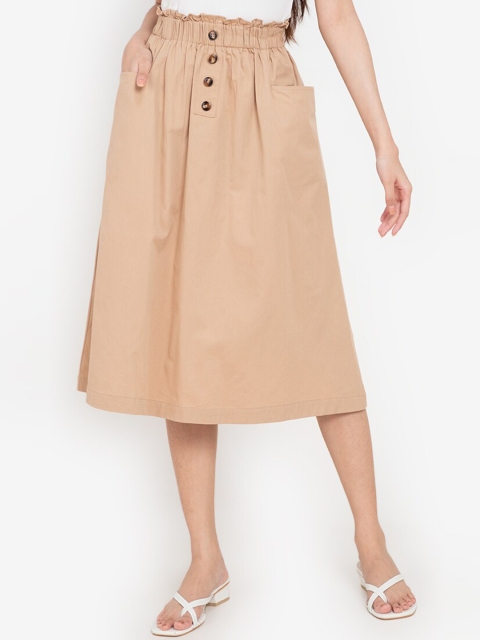 

ZALORA BASICS Beige Solid Paper Bag Skirt