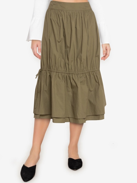 

ZALORA BASICS Green Drawstring Midi Skirt