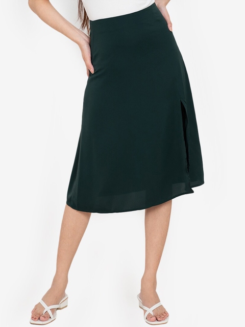 

ZALORA BASICS Green Split Hem Skirt