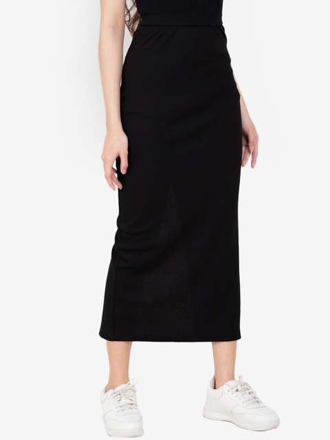 

ZALORA BASICS Women Black Solid Pencil Midi Skirt