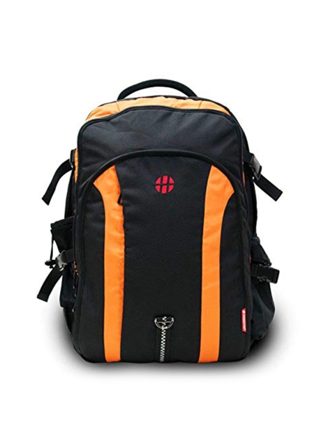 

Harissons Unisex Black & Orange Colourblocked Backpack