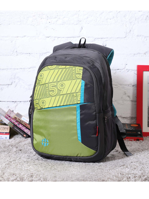 

Harissons Unisex Grey & Black Typography Backpack
