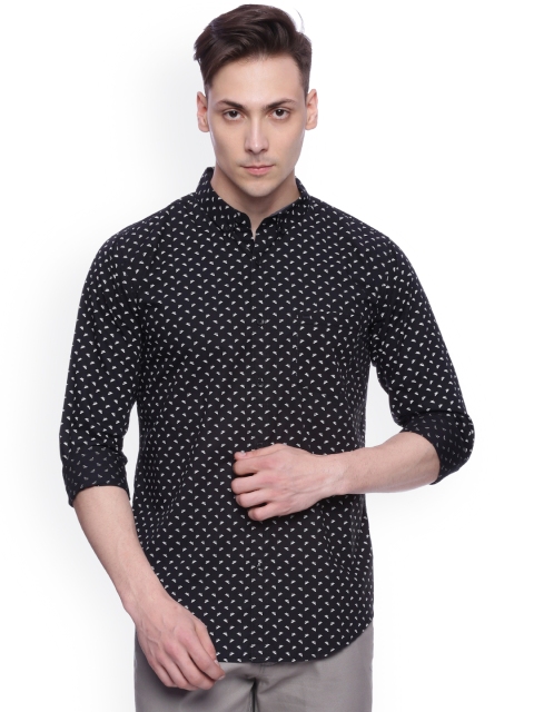 

Basics Men Black Slim Fit Printed Casual Shirt