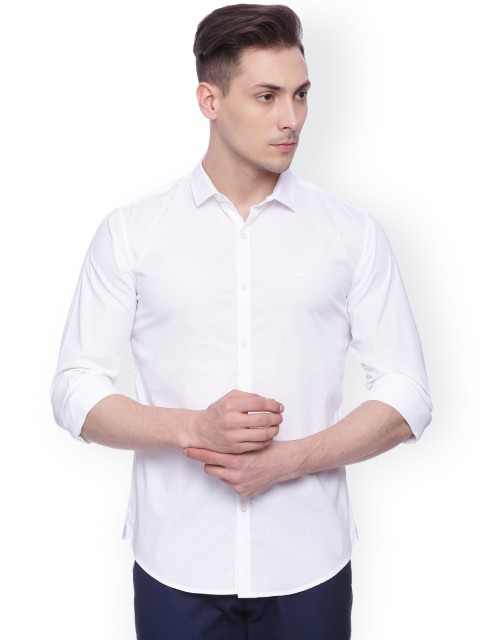 

Basics Men White Slim Fit Solid Casual Shirt