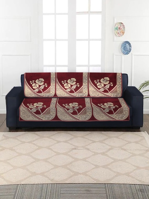 

MULTITEX Maroon & Beige Printed 5-Seater Sofa Cover