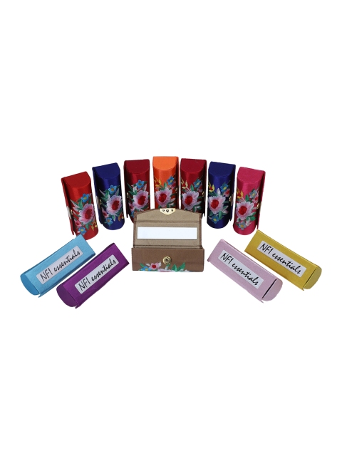 

NFI essentials Women Multicolor Set Of 5 Embroidered Lipstick Case With Mirror, Multi