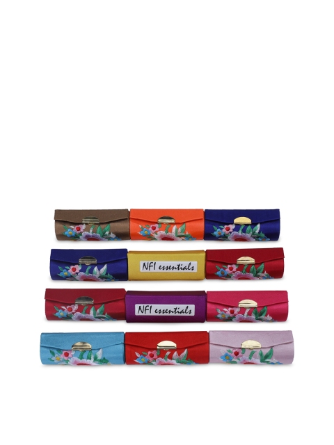 

NFI essentials Multicoloured Set Of 2 Floral Printed Lipstick Organiser With Mirror, Multi