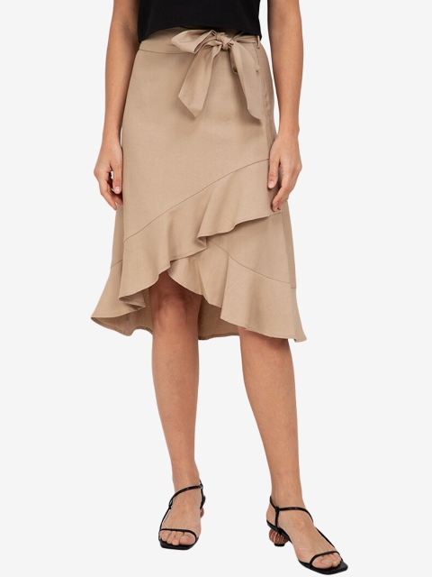 

ZALORA WORK Women Brown Solid Tulip Skirt