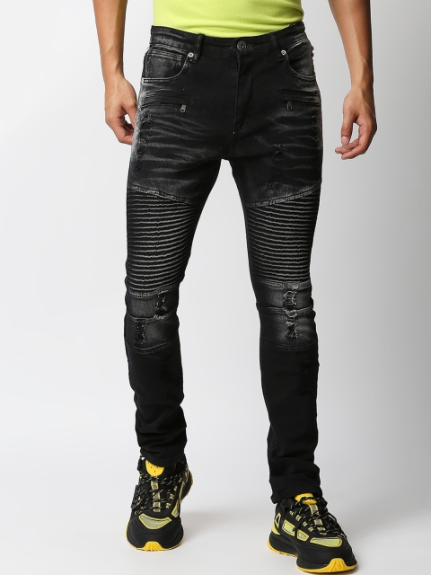 

WAIMEA Men Black Skinny Fit Mildly Distressed Light Fade Stretchable Denim Jeans