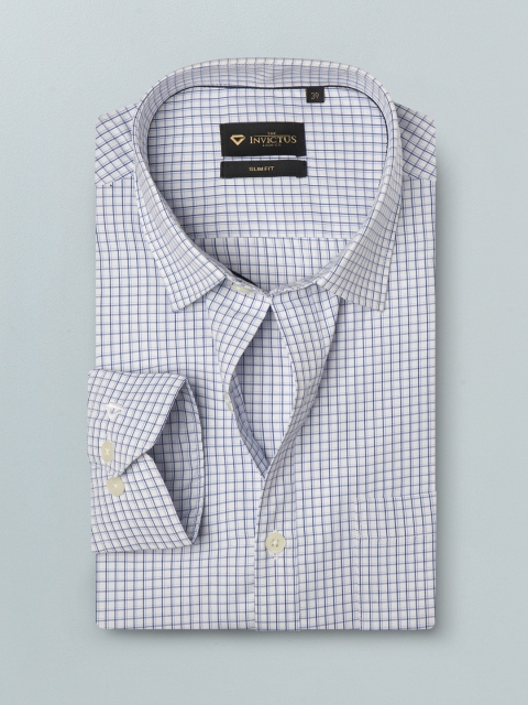 

INVICTUS Men Blue & White Slim Checked Formal Shirt