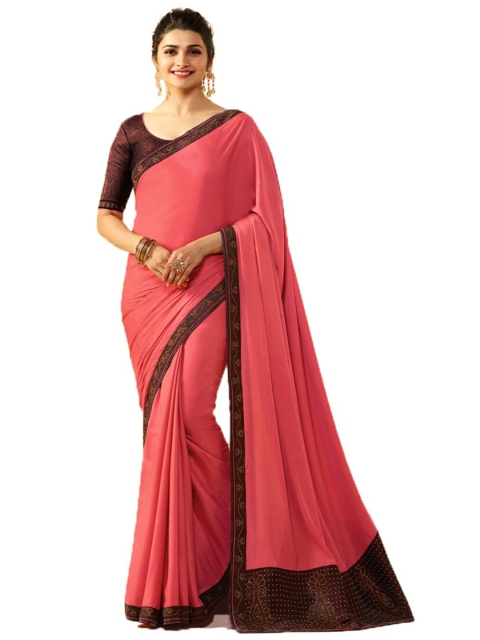 

VILAM Pink & Maroon Pure Silk Saree