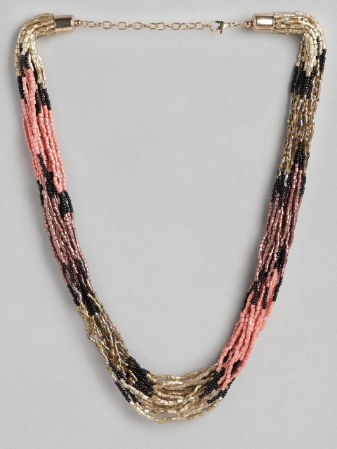 

RICHEERA Women Pink & Black Beaded Necklace