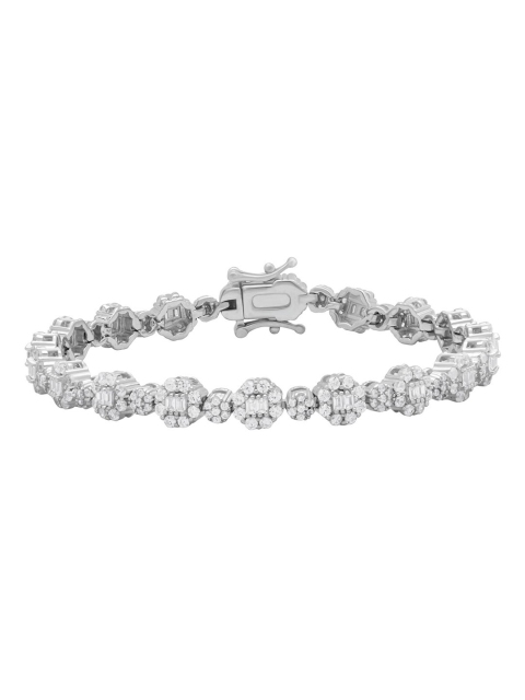 

ANAYRA Women Silver-Toned 925 Sterling Silver Cubic Zirconia Link Bracelet