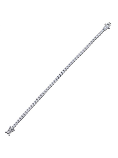 

ANAYRA Women Silver-Toned & White 925 Sterling Silver Cubic Zirconia Link Bracelet