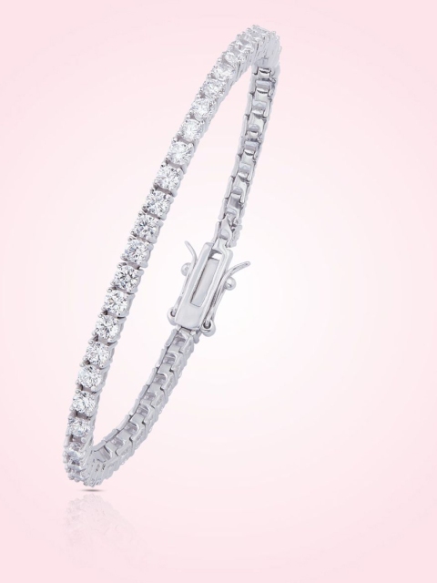 

ANAYRA Women White Sterling Silver Cubic Zirconia Link Bracelet