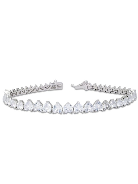 

ANAYRA Women Silver-Toned Sterling Silver Cubic Zirconia Link Bracelet