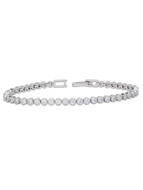 

ANAYRA Women Silver-Toned Sterling Silver Cubic Zirconia Wraparound Bracelet