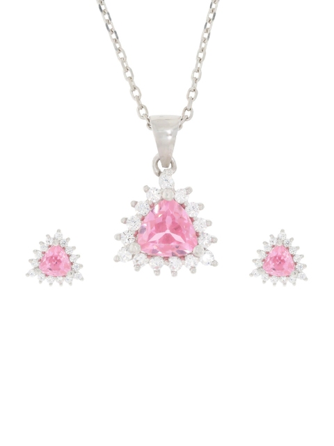 

ANAYRA Women Sterling Silver White & Pink Jewellery Set